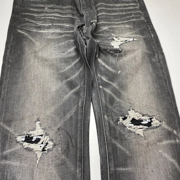 NEW TULONES Men’s Euro Skinny Jeans Coated Black Distressed Denim Size 36 NWT - Picture 5 of 11